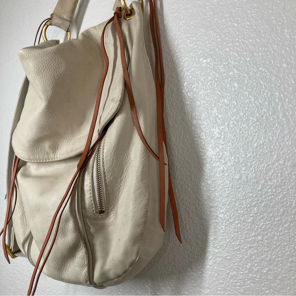 Christopher Kon large hobo Bag Boho Ivory Genuine pebbled leather Crossbody